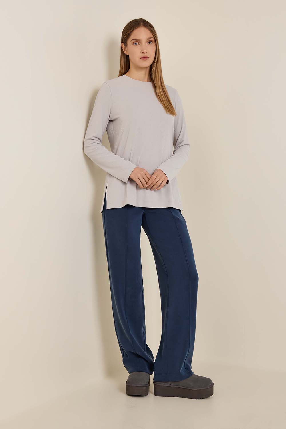 Ribbed Drapey Softsteme Long-Sleeve Tunic
